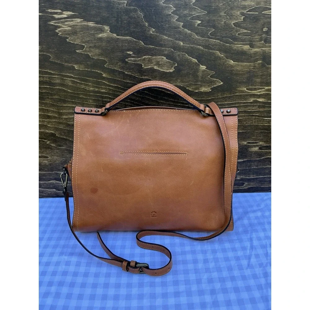 C & C California Leather‎ Bag Satchel Crossbody Tote Womens Bag British Tan